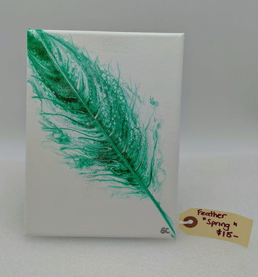 Spring Feather , Acrylic pour canvas wall art local pick up