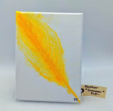 Summer Feather , Acrylic pour canvas wall art local pick up