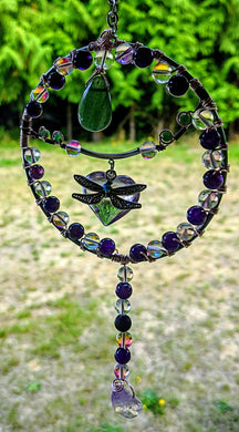 Amethyst, Lavender Aura Quartz, & Jade Sun Catcher. Local pick up