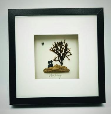 Love Always, Shadow box   - Beach Pebbles art local pick up