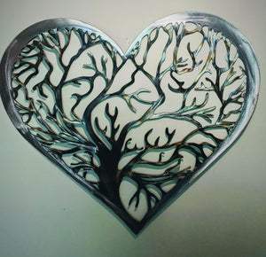 Large Tree of life Heart, Metal Art