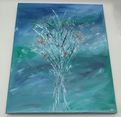 Summer Bouquet, Acrylic Pour Canvas Wall Art Local Pick up