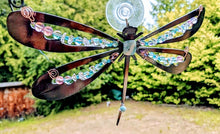 Load image into Gallery viewer, Dragonfly Sun Catcher, Larimar middle &amp; Tail stone, Aqua Aura Quartz &amp; Lavender Aura Quartz &amp; Clear Quartz Chips. Local pick up