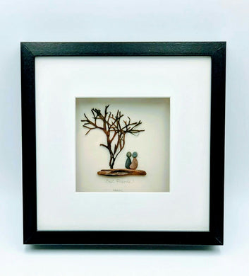 Best Friends, Shadow box    - Beach Pebbles art local pick up