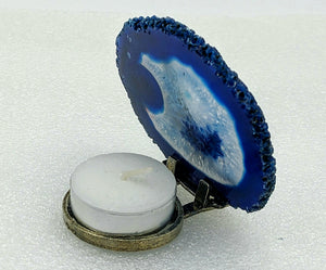 Blue Agate, Wolf  Candle Holder - Local Pickup.