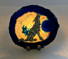 Load image into Gallery viewer, Blue Agate, Wolf  Candle Holder - Local Pickup.