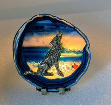 Load image into Gallery viewer, Blue Agate, Wolf  Candle Holder - Local Pickup.