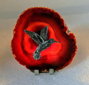 Red Agate, Hummingbird Candle Holder - Local Pickup.