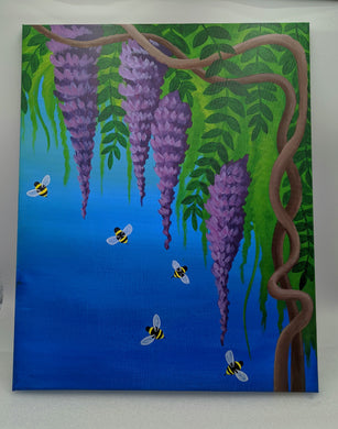 Bees in Wisteria Flowers -Wildlycreative- local pickup