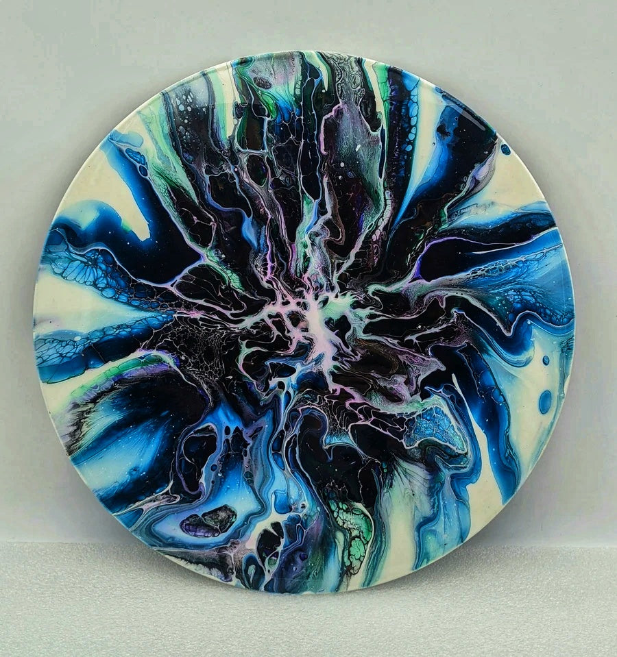 Acrylic Flow Art on vinyl, Resin Coated -  local pick up