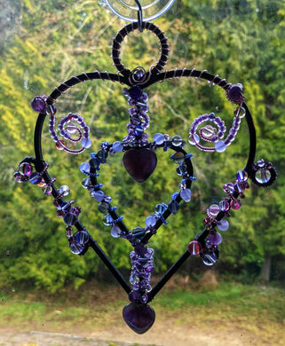 Amethyst Lavender, Black Mystic & Pink Aura Quartz ,Sun catcher - local pick up