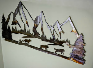 Wolf Pack Running Scene - Metal art local pick up