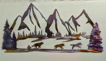 Load image into Gallery viewer, Wolf Pack Running Scene - Metal art local pick up