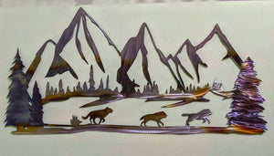 Wolf Pack Running Scene - Metal art local pick up