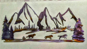 Wolf Pack Running Scene - Metal art local pick up