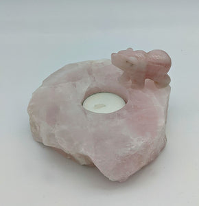 Rose Quartz Bear, Candle holder