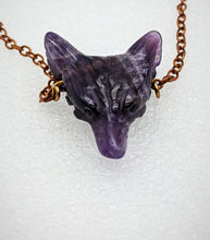 Load image into Gallery viewer, Amethyst Wolf, Copper Necklace- Echo of a Stone