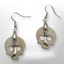 Load image into Gallery viewer, Gothic- 925 Sterling Silver hook, Skull &amp; Dagger, Earrings