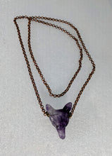 Load image into Gallery viewer, Amethyst Wolf, Copper Necklace.