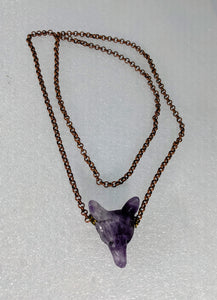 Amethyst Wolf, Copper Necklace.