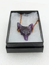 Load image into Gallery viewer, Amethyst Wolf, Copper Necklace- Echo of a Stone