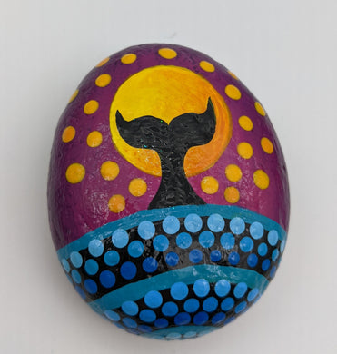 Purple Whale tail, Hand Painted Rock  - Wildlycreative