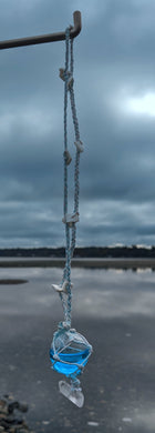 Netted, Glass Bobber with clear Quartz - Siren Sea Glass