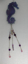 Load image into Gallery viewer, Seahorse with Amethyst &amp; Lavender Aura Quartz  - Recycled/Upcycled Glass