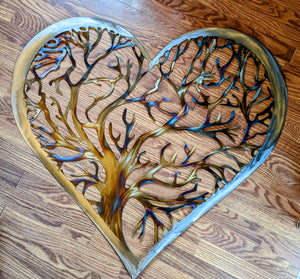 Large Tree of life in heart- Metal Art