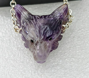 Amethyst Wolf, 24" Necklace.