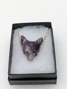 Amethyst Wolf, 24" Necklace.