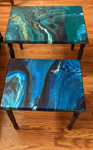 Acrylic Pour Nesting tables - Sunday's are for Art