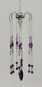 Chandelier, Sun Catcher with Lavender Aura Quartz & Amethyst- Echo of a Stone