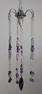 Chandelier, Sun Catcher with Lavender Aura Quartz & Amethyst- Echo of a Stone