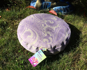 Small Meditation Cushion Purple Paisley Local Delivery or Pick up - Echo of a Stone 