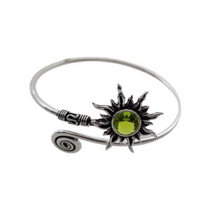 925 Sterling Silver, Peridot, Sun, Cuff bracelet