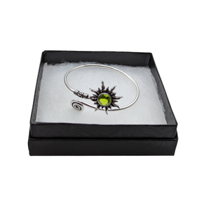 925 Sterling Silver, Peridot, Sun, Cuff bracelet