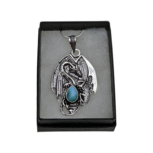 925 Sterling Silver, Dragon with larimar, 20"Necklace