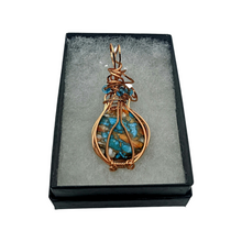 Load image into Gallery viewer, Oyster Copper Turquoise, Copper wrapped 2.4&quot; Pendant