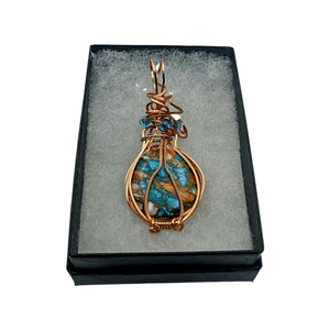 Oyster Copper Turquoise, Copper wrapped 2.4" Pendant