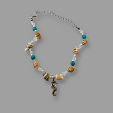 Load image into Gallery viewer, Seahorse shell with Tibetan turquoise, Anklet