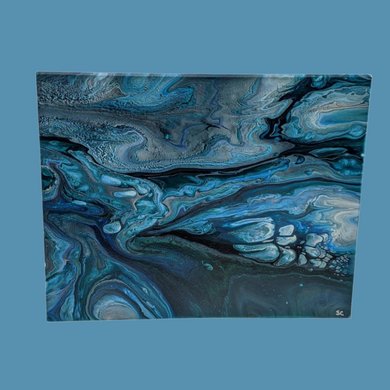 Aquamarine Adventure, Acrylic pour canvas wall art - Sundays are for Art