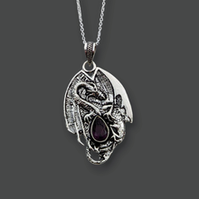 Load image into Gallery viewer, 925 Sterling Silver, Dragon with Amethyst, Pendant