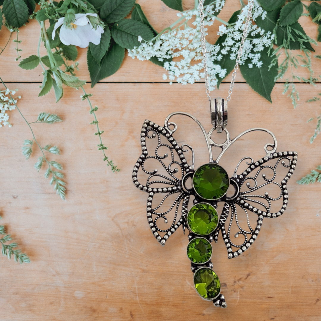 Peridot sale butterfly necklace