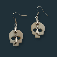 Load image into Gallery viewer, Gothic- 925 Sterling Silver hook, Skull &amp; Dagger, Earrings