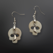 Load image into Gallery viewer, Gothic- 925 Sterling Silver hook, Skull &amp; Dagger, Earrings