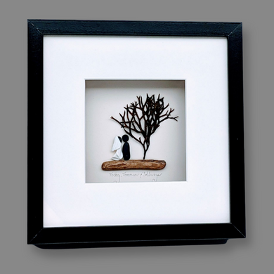 Today, Tomorrow & Always, Shadow box   - Beach Pebbles art local pick up