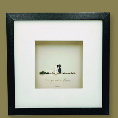 All You Need Is Love, Shadow box   - Beach Pebbles art local pick up