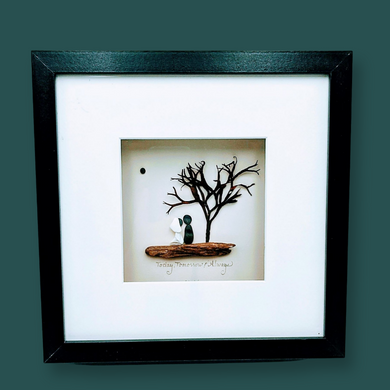 Today, Tomorrow & Always, Shadow box   - Beach Pebbles art local pick up