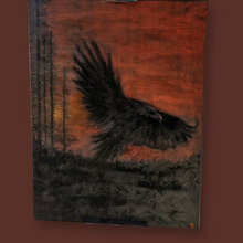 Load image into Gallery viewer, Raven flying in haunting of the Blood Moon - Raven Stone